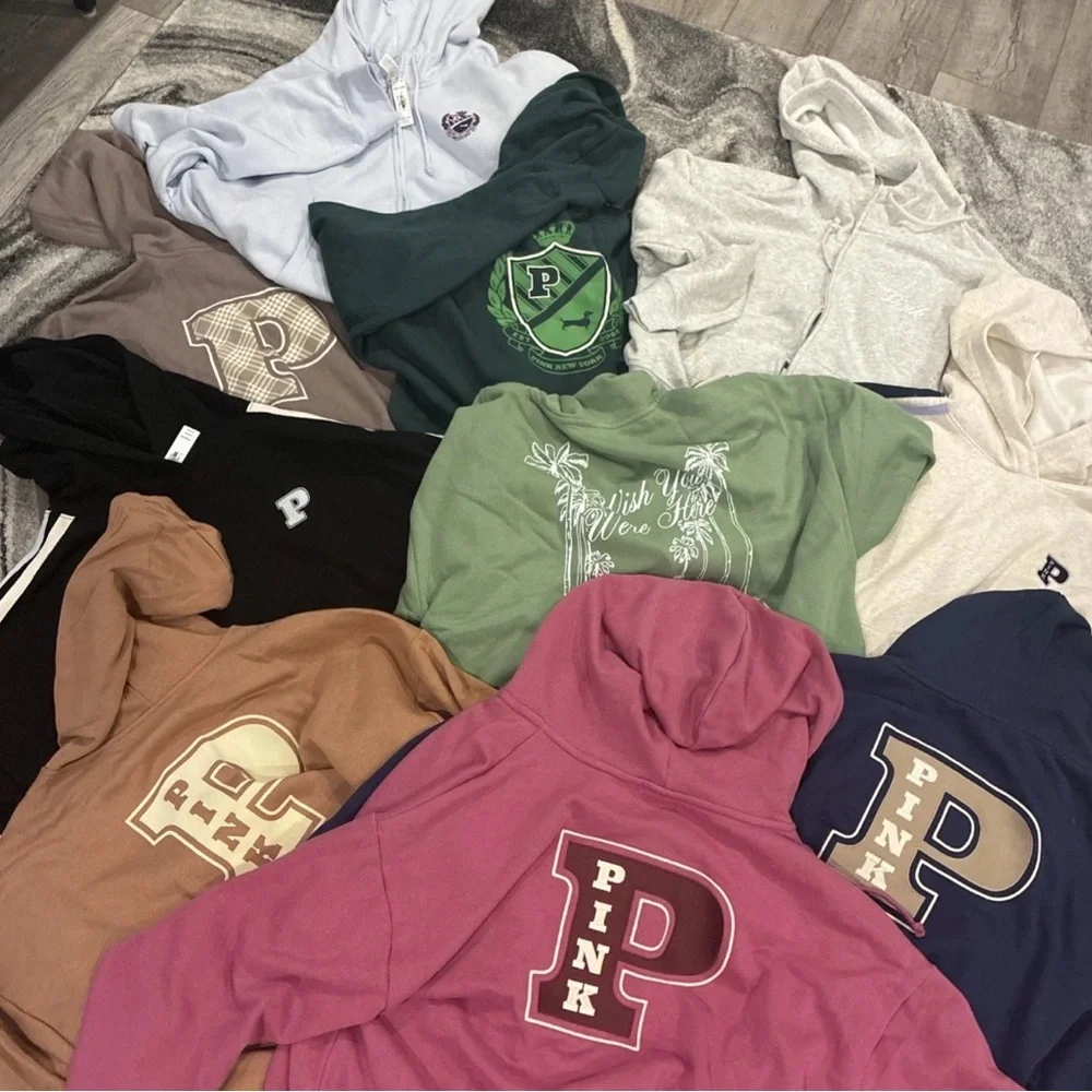 5 New Victoria Secret PINK Logo Hoodies (XL) Wholesale Lot $274 +FREE SHIRT NWT - Picture 2 of 3